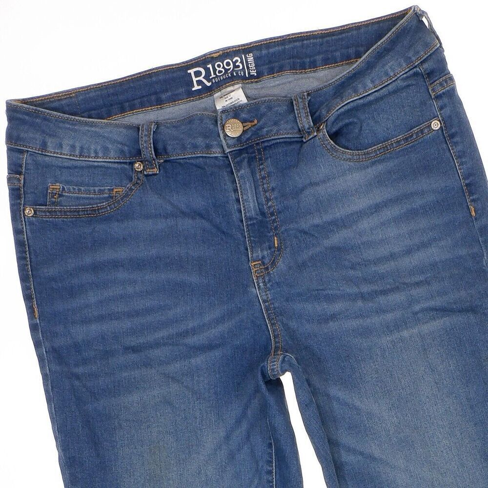 Roebuck & Co Jeans Womens 12/14 Jegging Blue High Mid Stretch Measures 32 x 28.5 - Picture 5 of 10